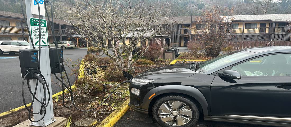 FLO electric vehicle charging stations on the property