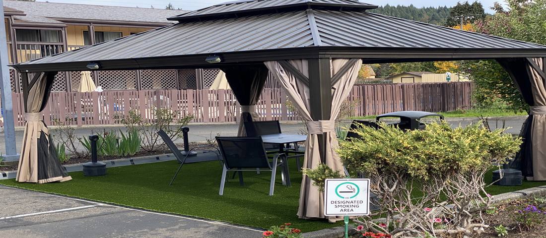 Covered outdoor patio seating